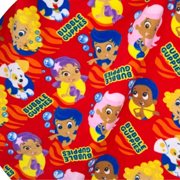 Bubble Guppies Handmade Double Sided Fleece Tie Blanket 50” x 40” - Picture 3 of 5